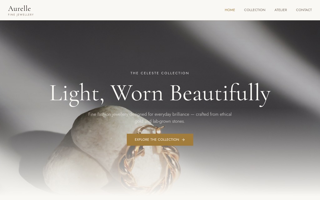 Aurelle Jewellery, built with Pentoggle