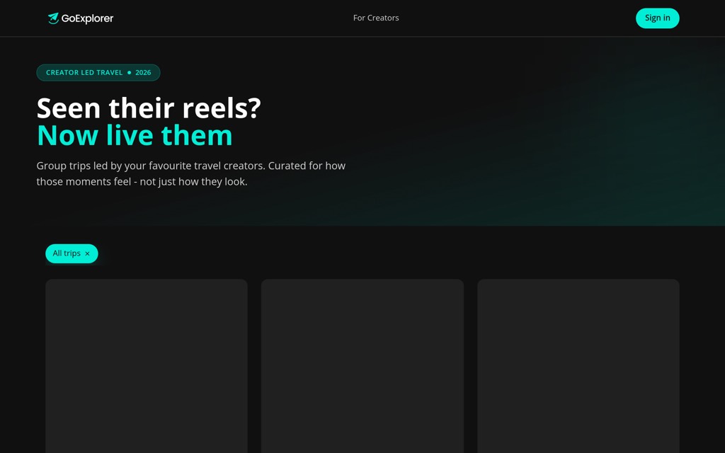GoExplorer Trips, built with Pentoggle