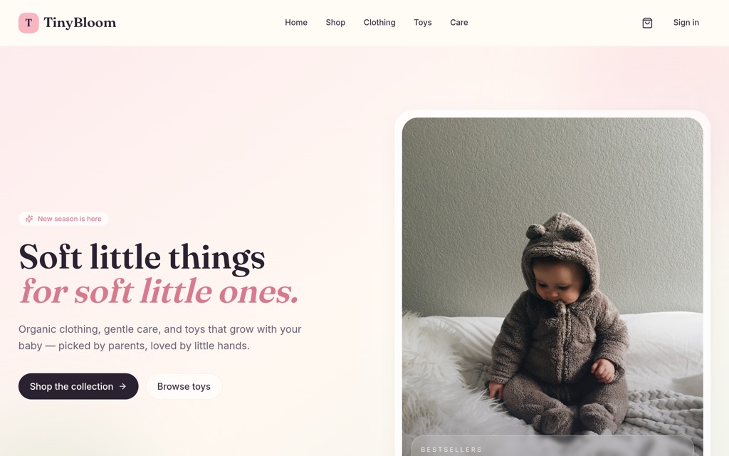Tinybloom Baby, built with Pentoggle